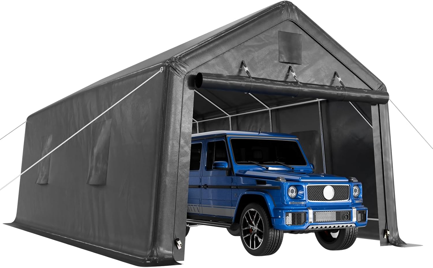 12x20ft Heavy Duty Carport, Car Port With All-Steel Metal Frame,Portable Garage For Automobile,Truck,Boat,Outdoor Storage Shelter,6*Ventilated Windows,4*Windproof Ropes,Anti-Snow Car Canopy