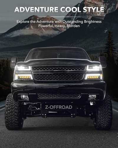 Z-OFFROAD LED Headlights Assembly DOT Approved with DRL Turn Signal Hi/Low Sealed Beam Compatible with 2003-2006 Chevy Silverado Avalanche, Clear Side Marker Reflector