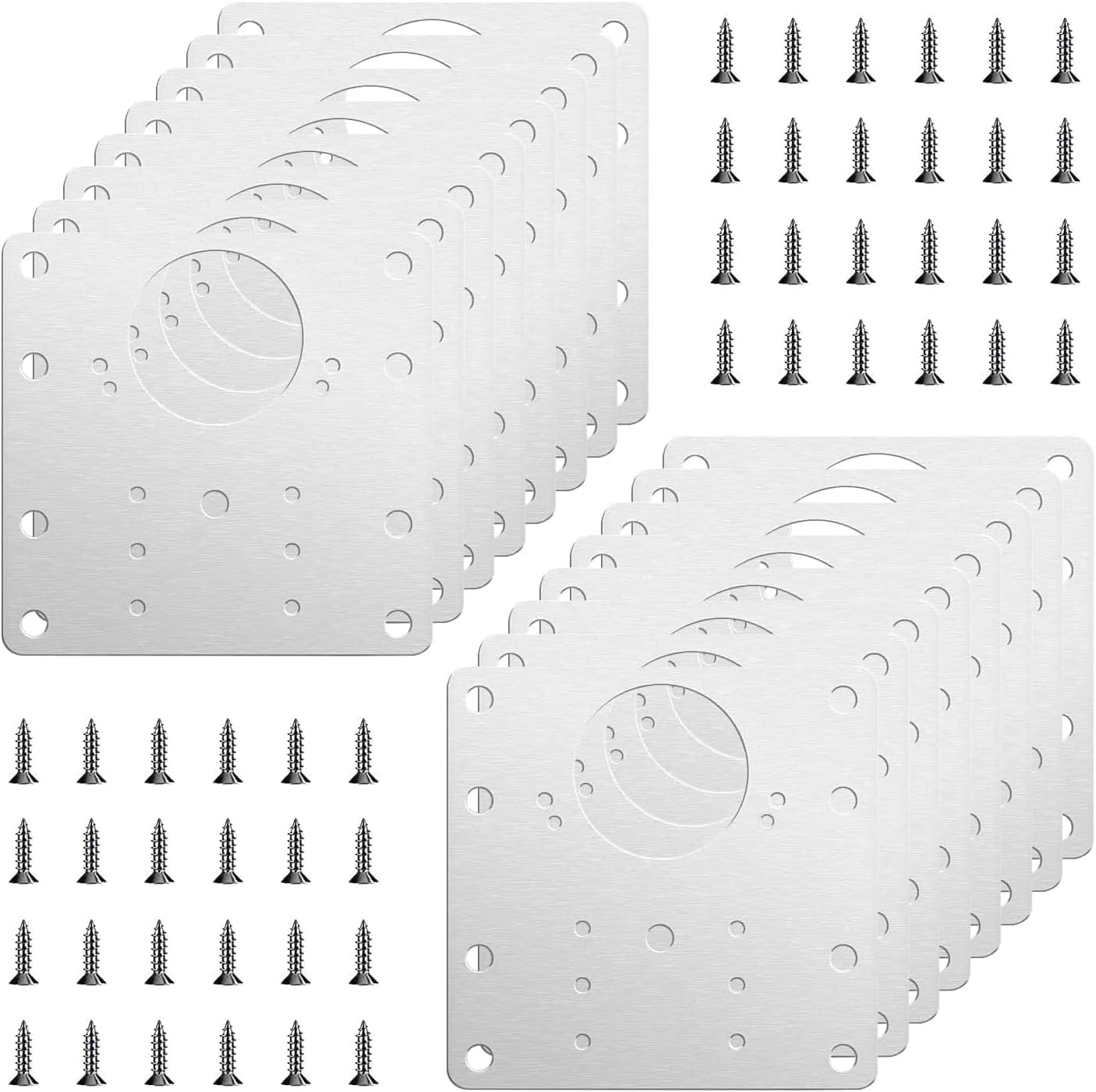 16pack Hinge Repair Plate, Stainless Steel Cabinet Hinge Repair Plate kit, Hinge Repair Brackets with Mounting Screws for Protecting Wooden Kitchen Cabinet Door