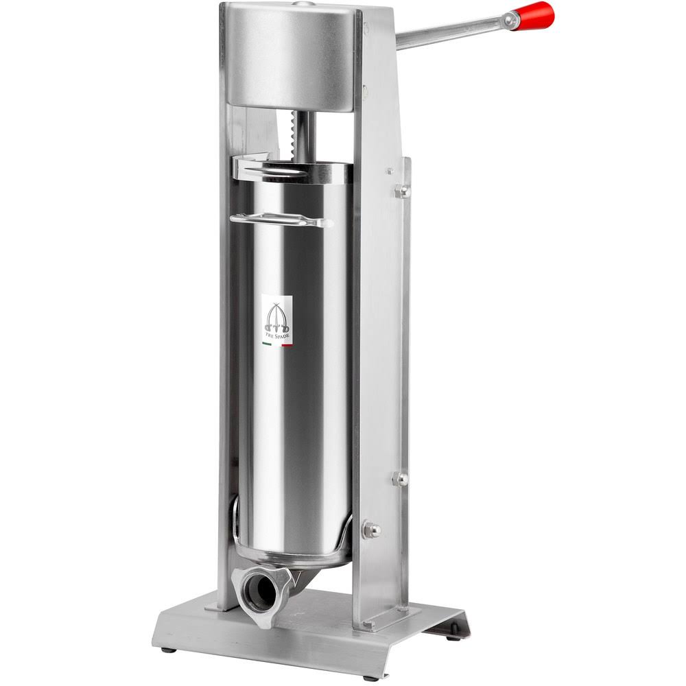 Omcan Elite Series Stainless Steel Vertical Two-Speed Gear-Driven Manual Sausage Stuffer with 15 lb. Capacity (44924)