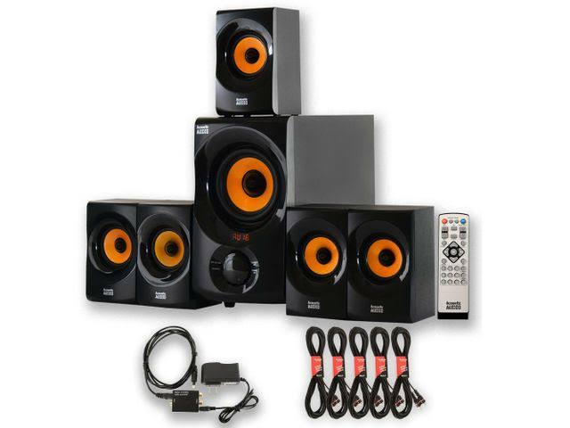 Acoustic Audio AA5170 Home Theater Speaker System with 5 Extension Cables - 5.1 Channel - 700W RMS - Bluetooth/Optical Input