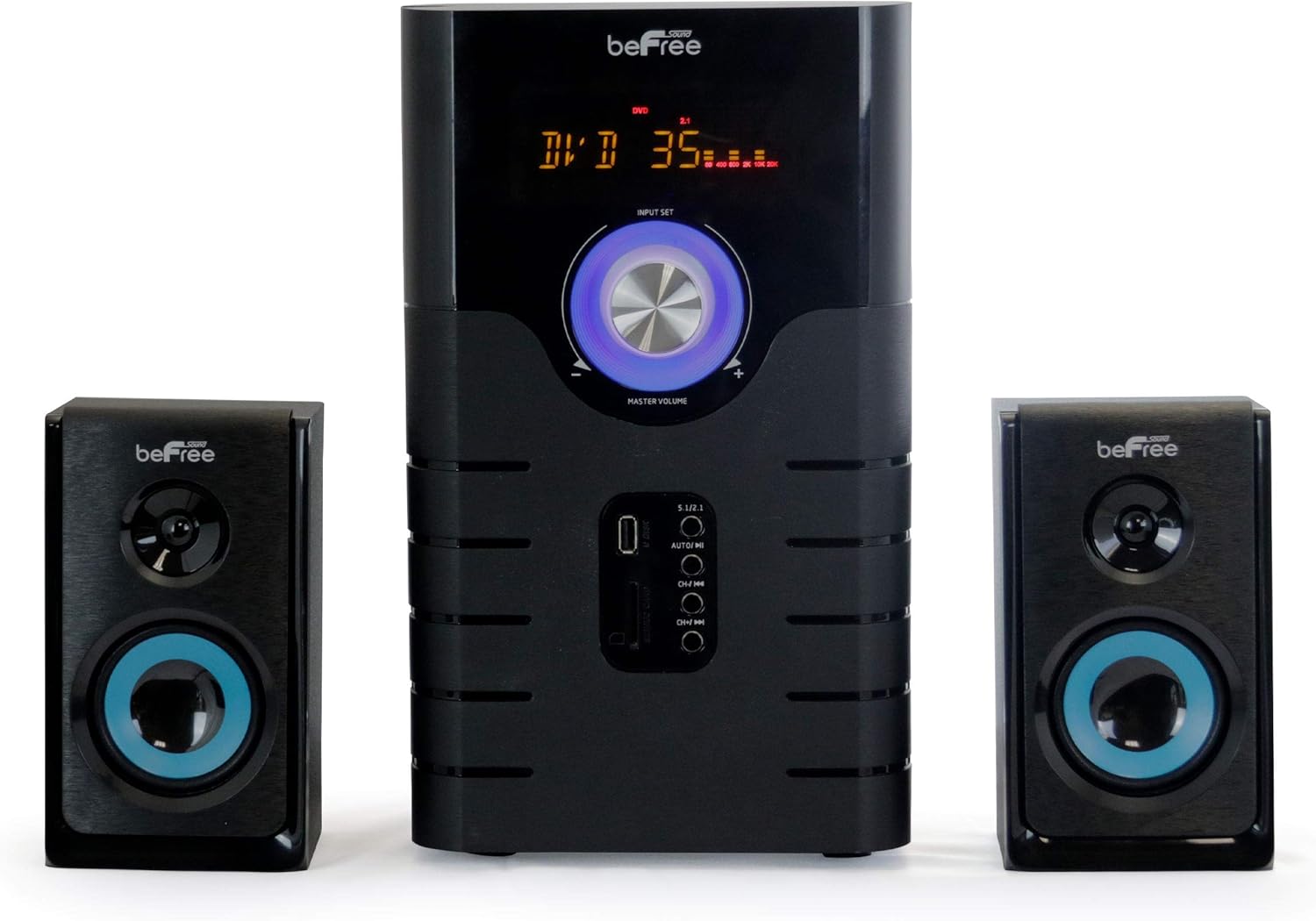 beFree Sound BFS-500 5.1 Channel Surround Sound Bluetooth Speaker System- Blue