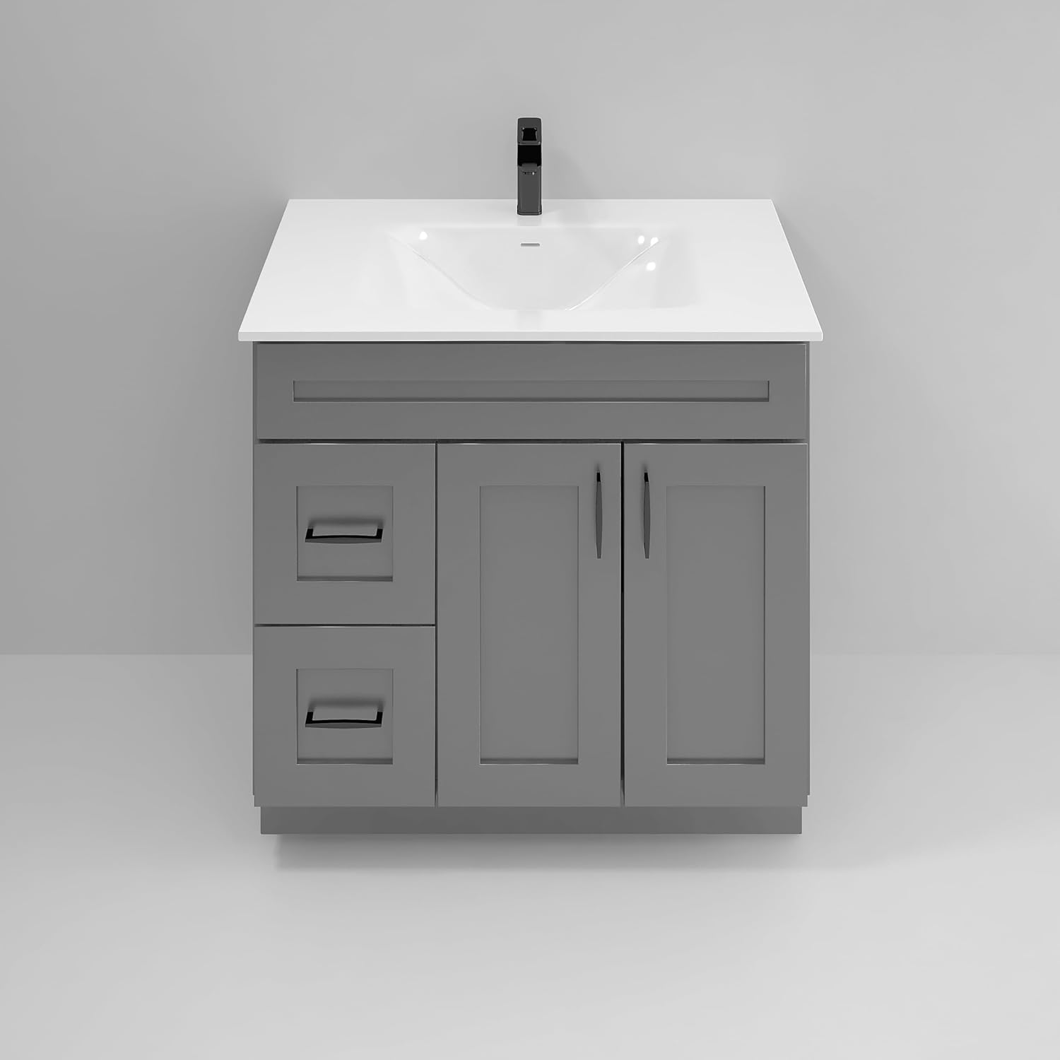Gray Shaker Bathroom Vanity Sink Base with Drawers 36 in Ready-to-Assemble Cabinet