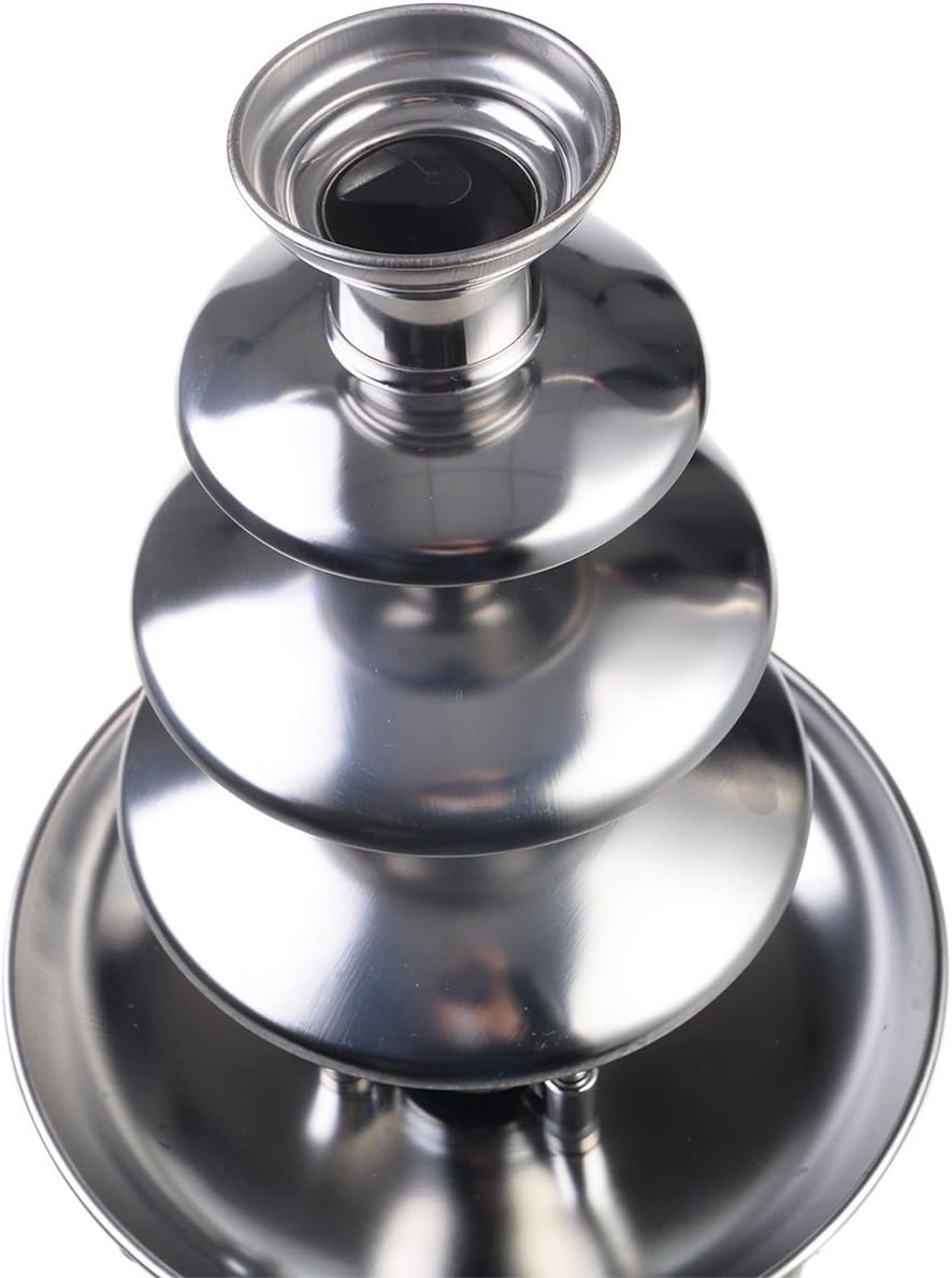4 Tiers Commercial Stainless Steel Hot Luxury Chocolate Fondue Fountain New, 20'' 5'' 5'', Sliver