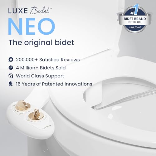 LUXE Bidet NEO 120 - Self-Cleaning Nozzle, Fresh Water Non-Electric Bidet Attachment for Toilet Seat, Adjustable Water Pressure, Rear Wash (White)
