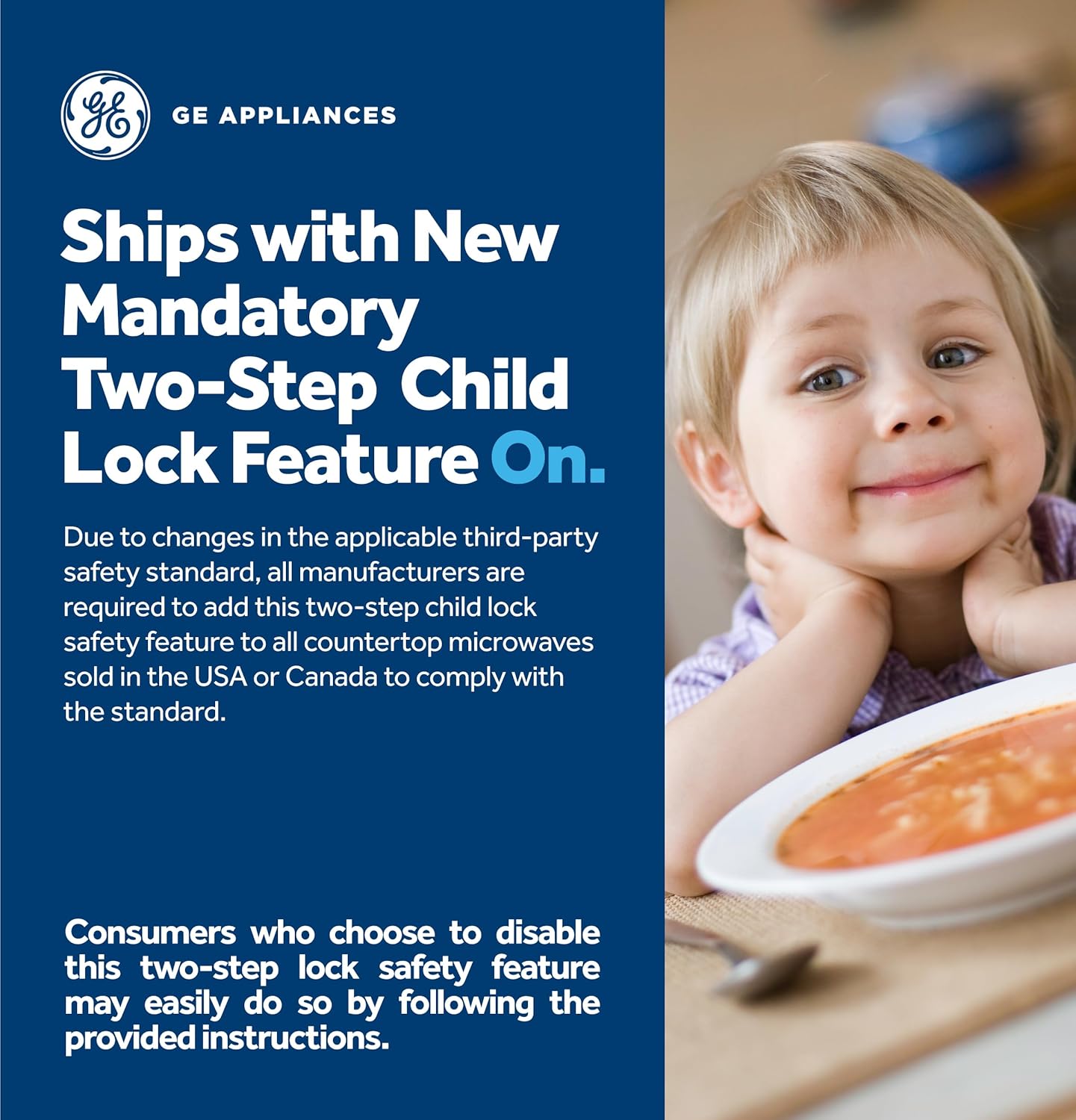 GE GCST11X1WSS Microwave Oven, 950-watt 6 Auto Cooking Settings, Child-Lock Technology, Kitchen Essentials for The Countertop, Dorm Room or Apartment, 1.1 Cu. Ft, Stainless Steel