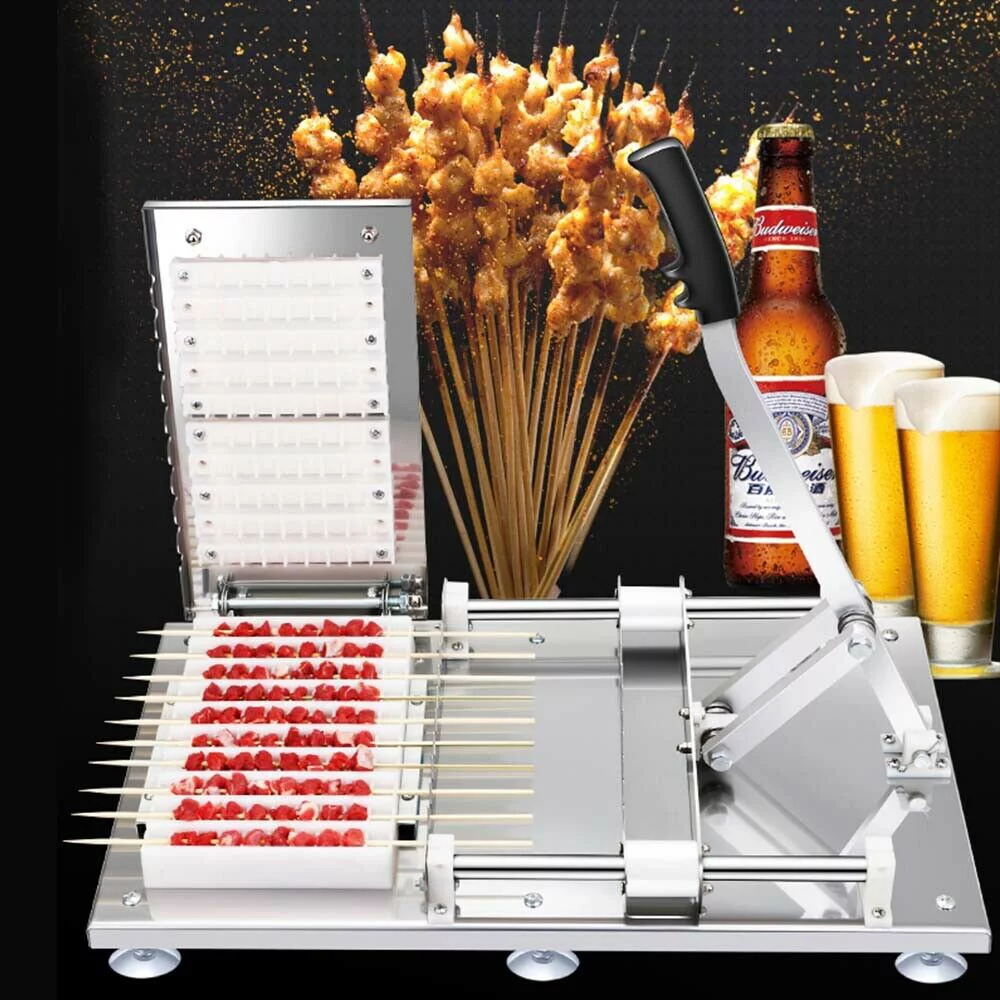 Oukaning Manual Mutton Kebab Machine BBQ Skewer String Making Machine Desktop Meat Skewerqq
