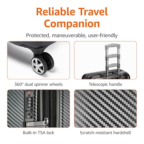 Amazon Basics 30-Inch Hardside Checked Luggage With TSA Lock, Hardshell Suitcase With Wheels, Expandable For Up to 12.5% More Space, With Scratch-Resistant Surface, 8 Multi-directional Wheels, Black