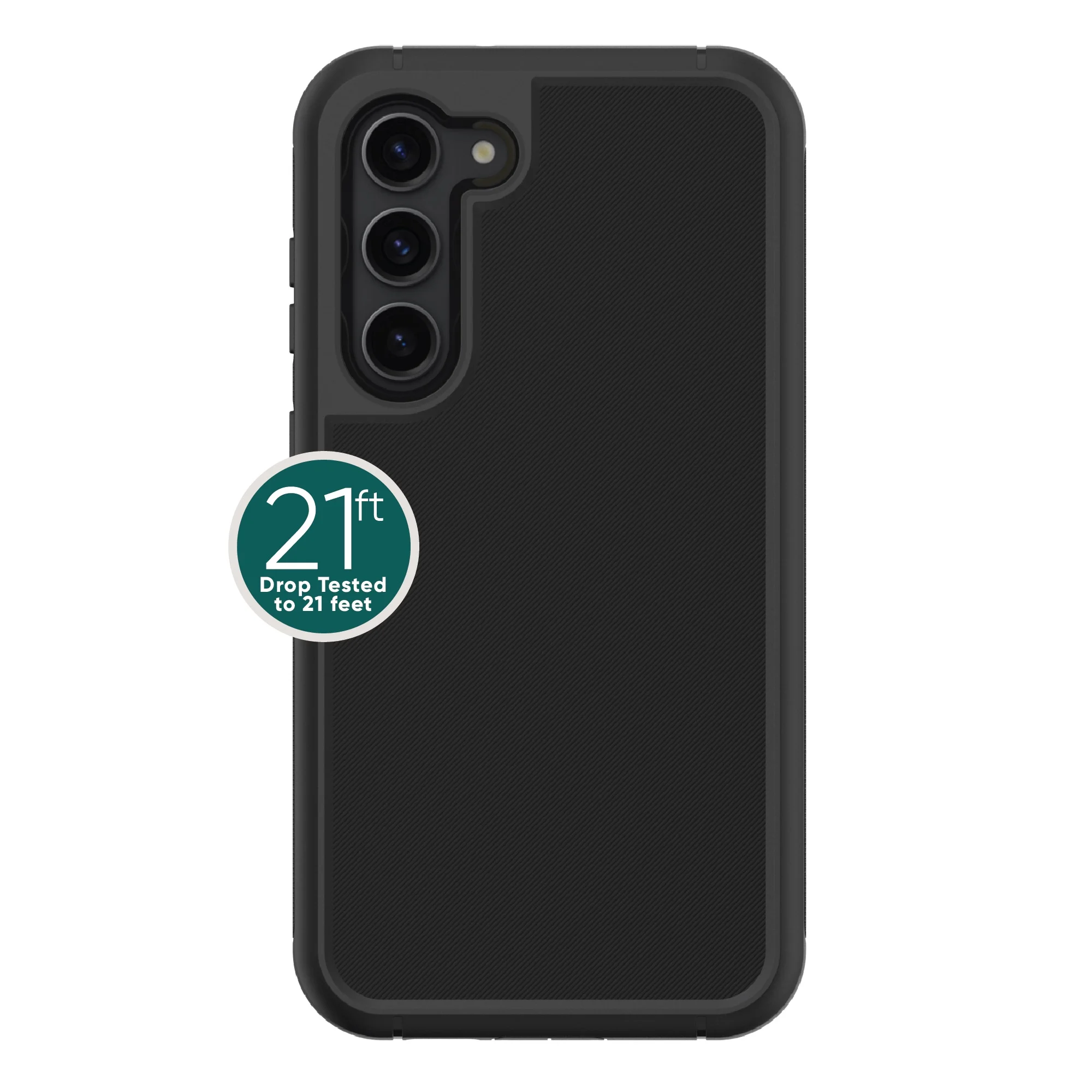 onn. Rugged Phone Case with Holster for Samsung Galaxy S23 5G - Black