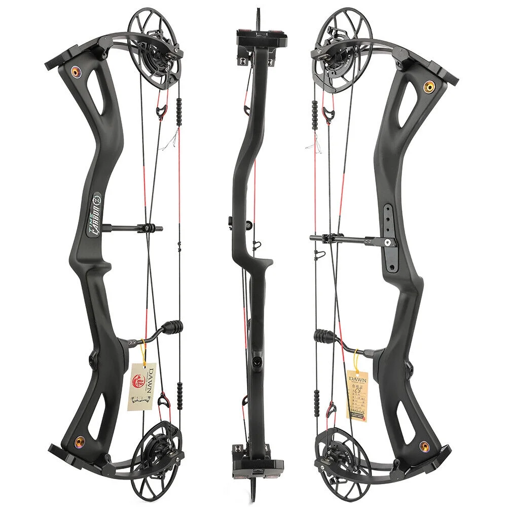 AME 29 Inch Carbon Fiber Compound Bow 0-70lbs Adjustable 345FPS Adult Hunting Target Archery