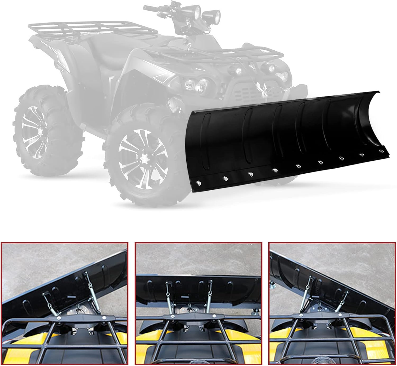 ATV Snow Plow, EBESTTECH 1PC 45 Inch Heavy Duty Universal Snow Plow Kit Adjustable for Pickup Trucks UTV ATV Arctic Cat Access Kawasaki Honda Aeon Crossland Black