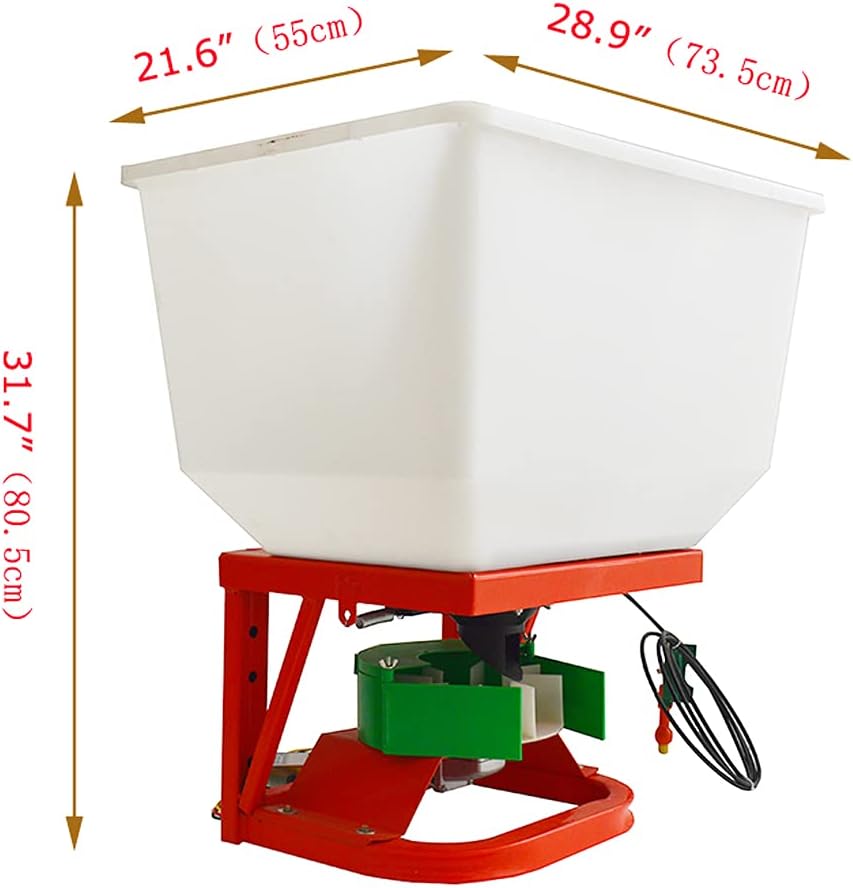 INTBUYING ATV/UTV Broadcaster Spreader 265lbs Tractor Seed and Fertilizer Broadcast Spreader Garden Spreader All-Purpose Variable Speed Fertilizer Hopper 12V/24V Dry Material Broadcast Spreader