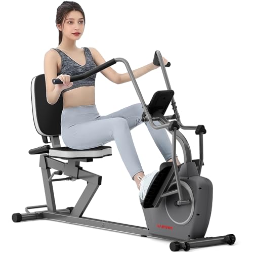 VANSWE Recumbent Exercise Bike with Arm Exerciser for Seniors Adults Home Training - Elliptical Recumbent Cross Trainer with Magnetic Resistance, Free App, Bluetooth Connectivity and Pulse Sensor