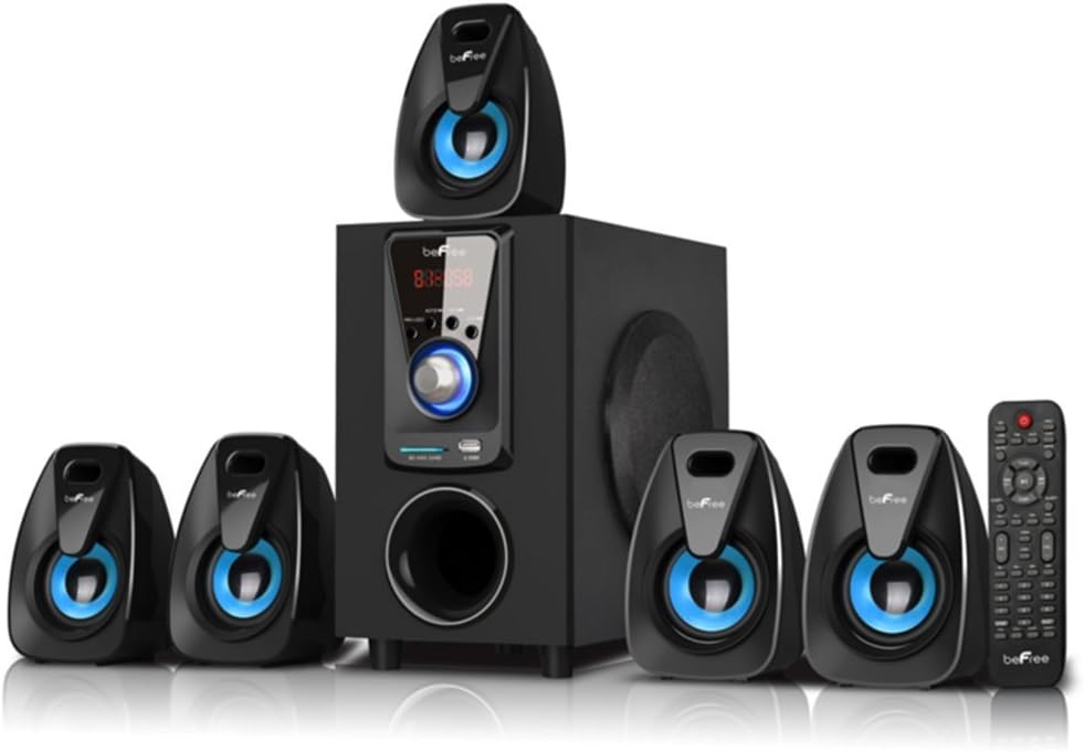 beFree Sound 5.1 Channel Surround Sound Bluetooth Speaker System- Blue
