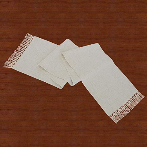 Multi-Tassels Solid Color Lined Table Runner or Dresser Scarf (Burgundy, 14 x 72 inches)