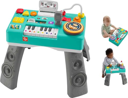 Fisher-Price Laugh & Learn Baby & Toddler Toy Mix & Learn DJ Table Musical Activity Center with Lights & Sounds for Ages 6+ Months