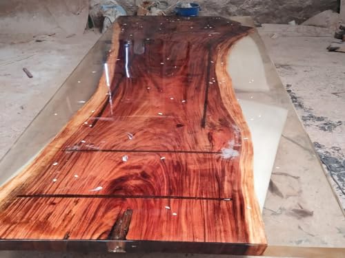 Rustic Natural Wood Crystal Clear River Epoxy Resin Dining Table Live Edge Table Conference Table Console Table Hallway Table Kitchen Table Patio Table End Table (30 Inches Tall, 120 x 36 Inches)