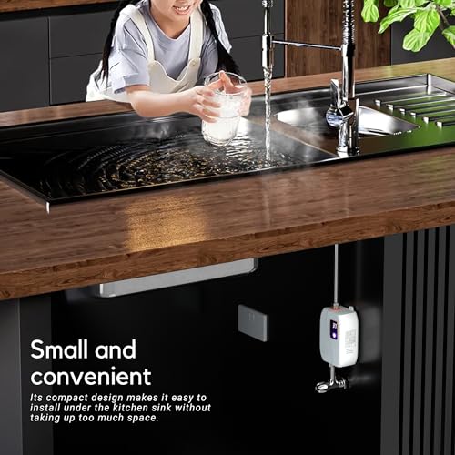 Tankless Water Heater Electric, 3000W 110V Under Sink Instant Hot Water Heater, Mini RV On Demand Water Heater for Kitchen Bathroom, white