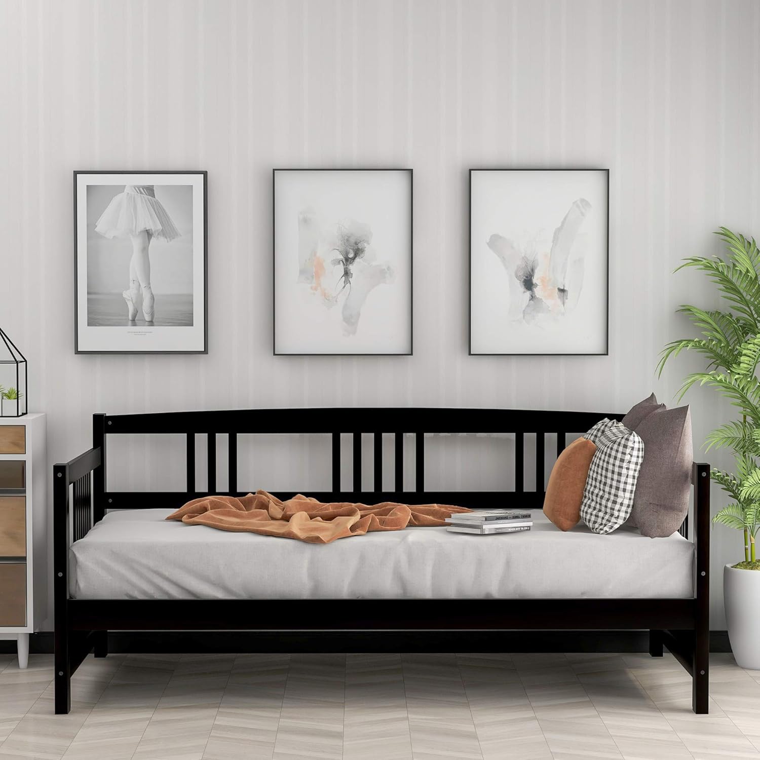 Modern Solid Wood Daybed, Multifunctional, Twin Size, Espresso