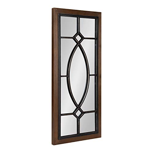 Kate and Laurel Bakersfield Farmhouse Wall Mirror, 13 x 30, Black, Traditional Wood and Metal Framed Mirror for Wall
