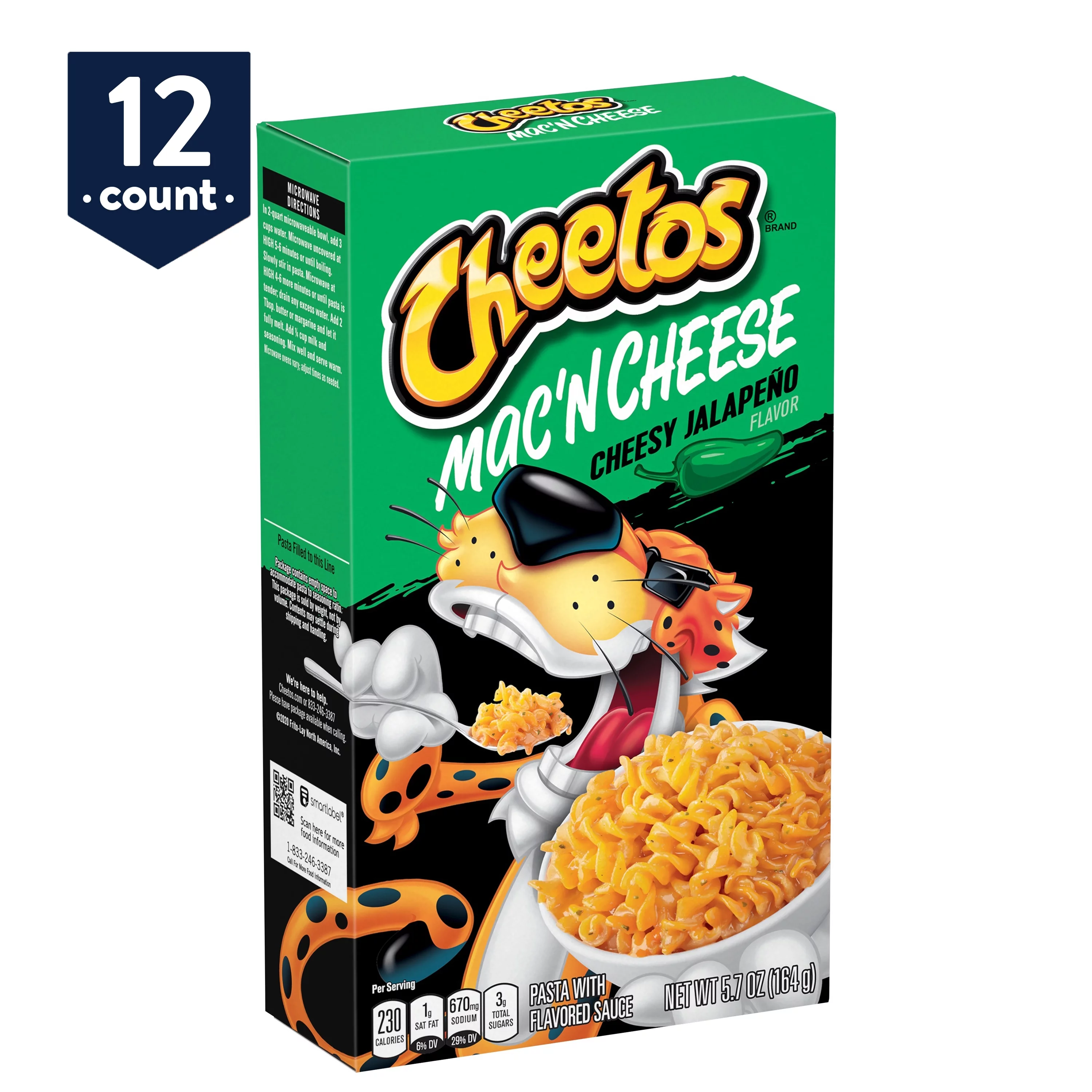 Cheetos Mac 'N Cheese, Cheesy Jalapeno Flavor, 5.7 oz Boxes, 12 Ct