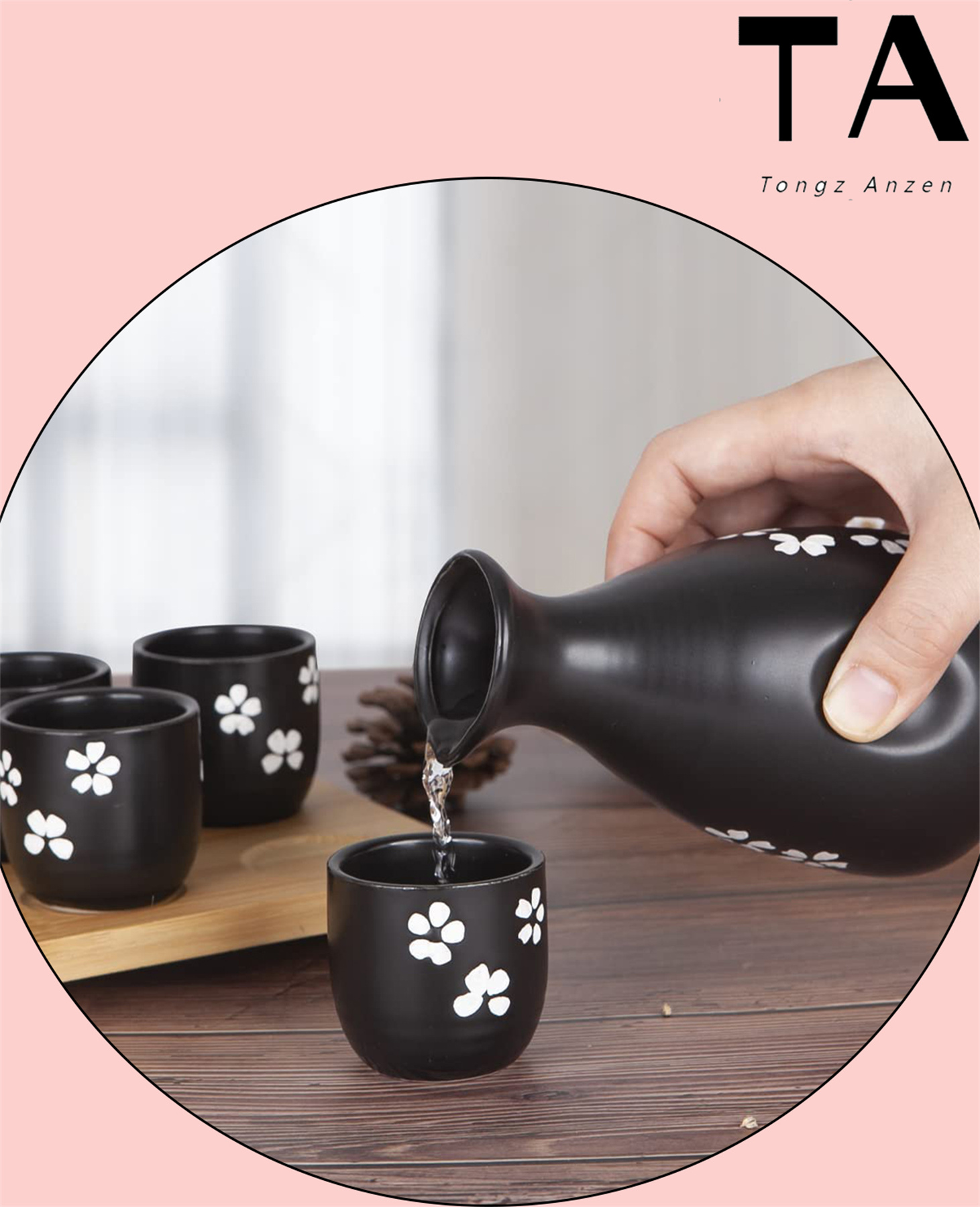 Durable Japanese Sake Ceramic 6pcs Set