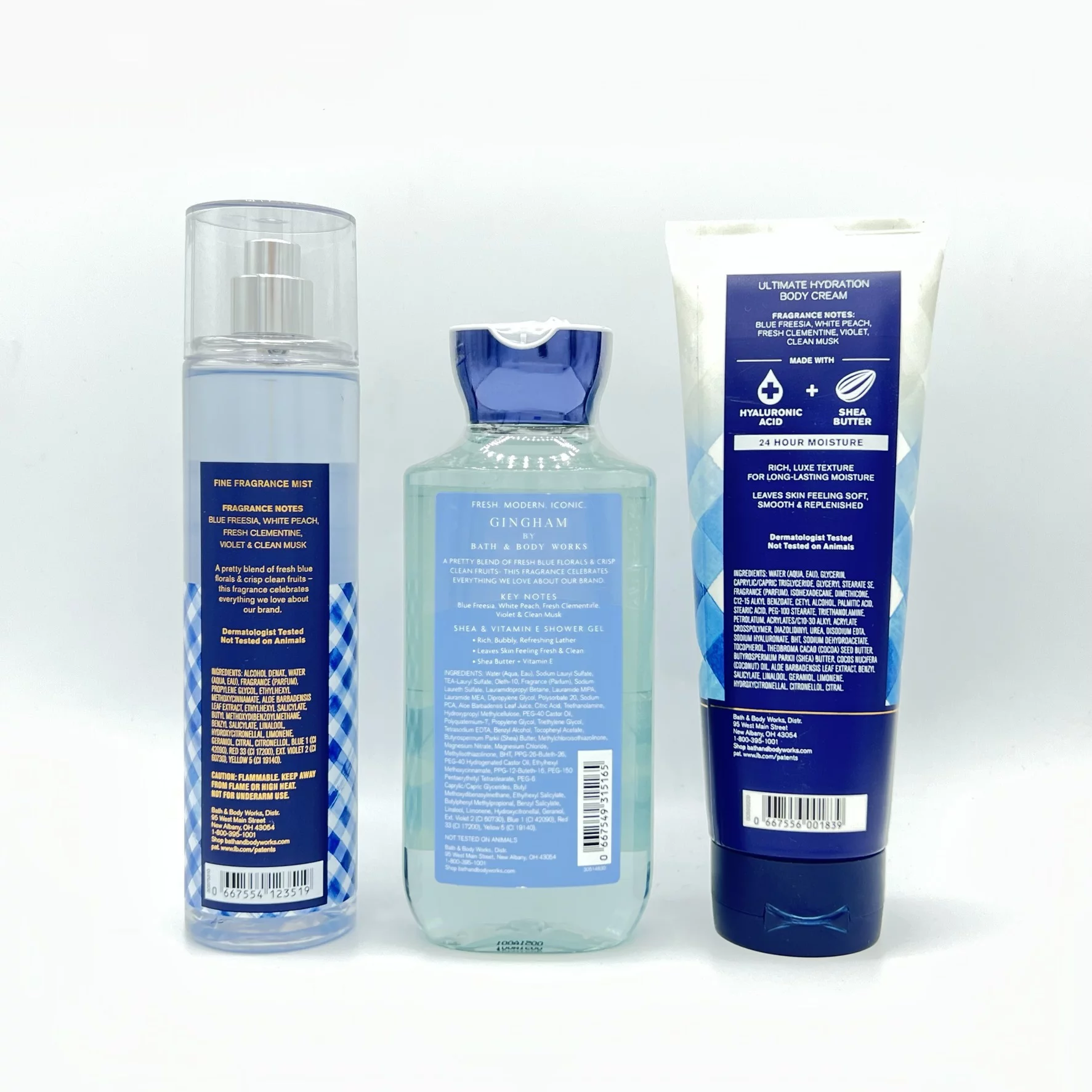 Bath & Body Works Gingham 8oz Fine Fragrance Mist, 10oz Shower Gel and 8oz Body Cream 3-Piece Bundle