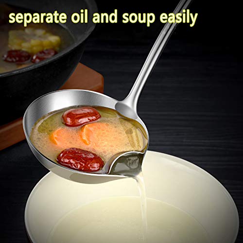 Kengqin Fat Separator, Stainless Steel Ladle, Stainless Steel Ladle,Fat Separator Skimmer Spoon Cooking Oil Filter Durable 304 Stainless Separator Kitchen Cooking Fat Remover Strainer Spoon for Soups