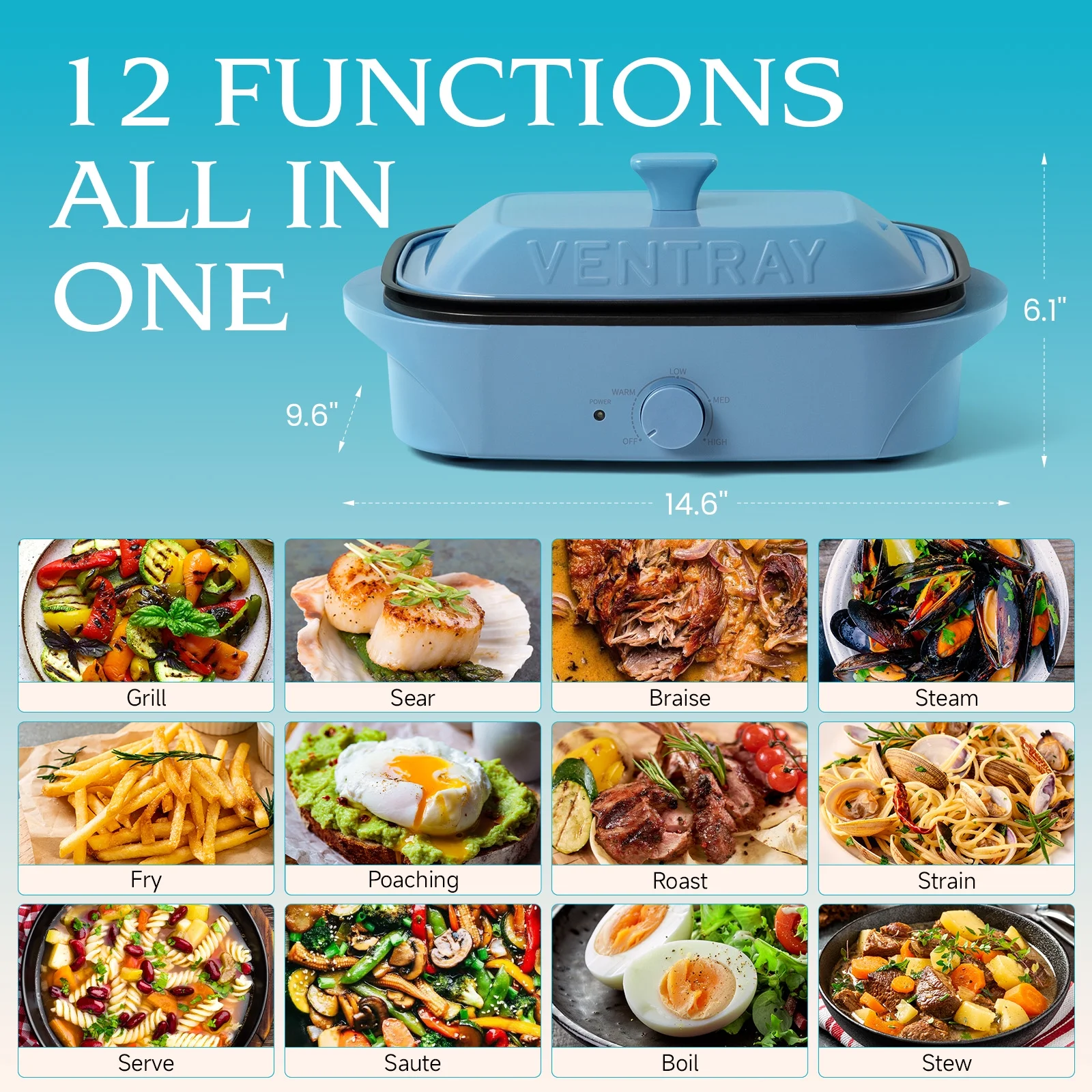 Ventray Essential Every Grill 12-In-1 Electric Indoor Grill