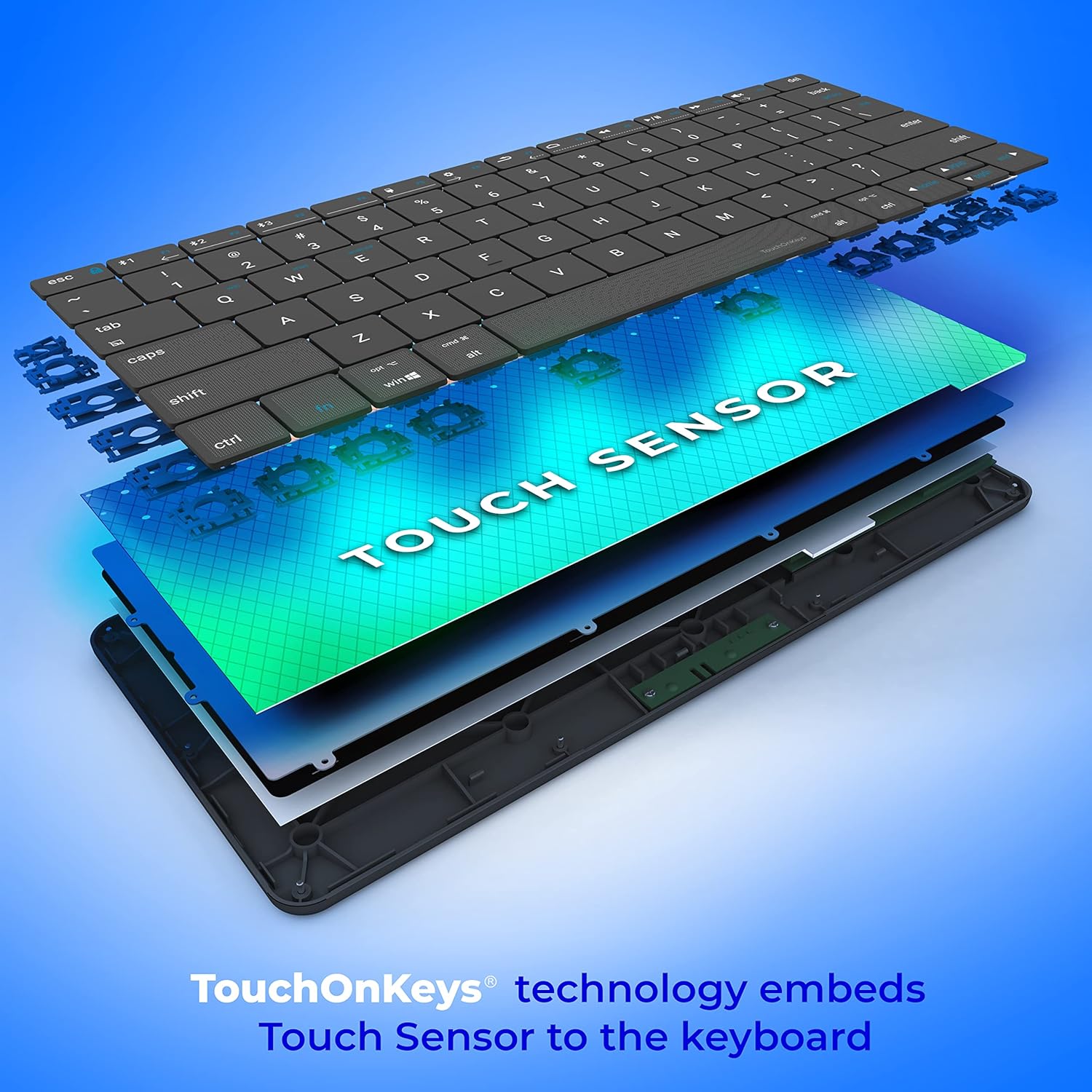 Click & Touch 2 - Smart Bluetooth Wireless Keyboard with Touchpad Embedded Into Keys | Auto-Switch Between Keyboard and Touchpad Modes | Multi-Device Rechargeable Keyboard with Phone App