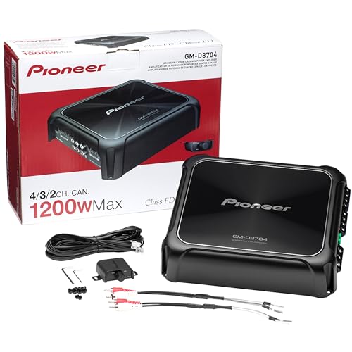 Pioneer GM-D8704 1200W Max 4-Channel GM Digital Champion Series Class FD Multi-Channel Car Audio Stereo Amplifier w/Wired Bass Boost Remote Free Alphasonik Erabuds