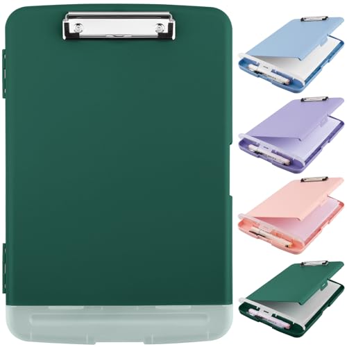 Clipboard with Storage for Office Supplies,Storage Clipboard with Pen Holder,Nursing Clipboards with Low Profile Clip,Clip Boards 8.5x11 with Storage for Nurse,Teacher Must Haves Clipboards-Navy Blue