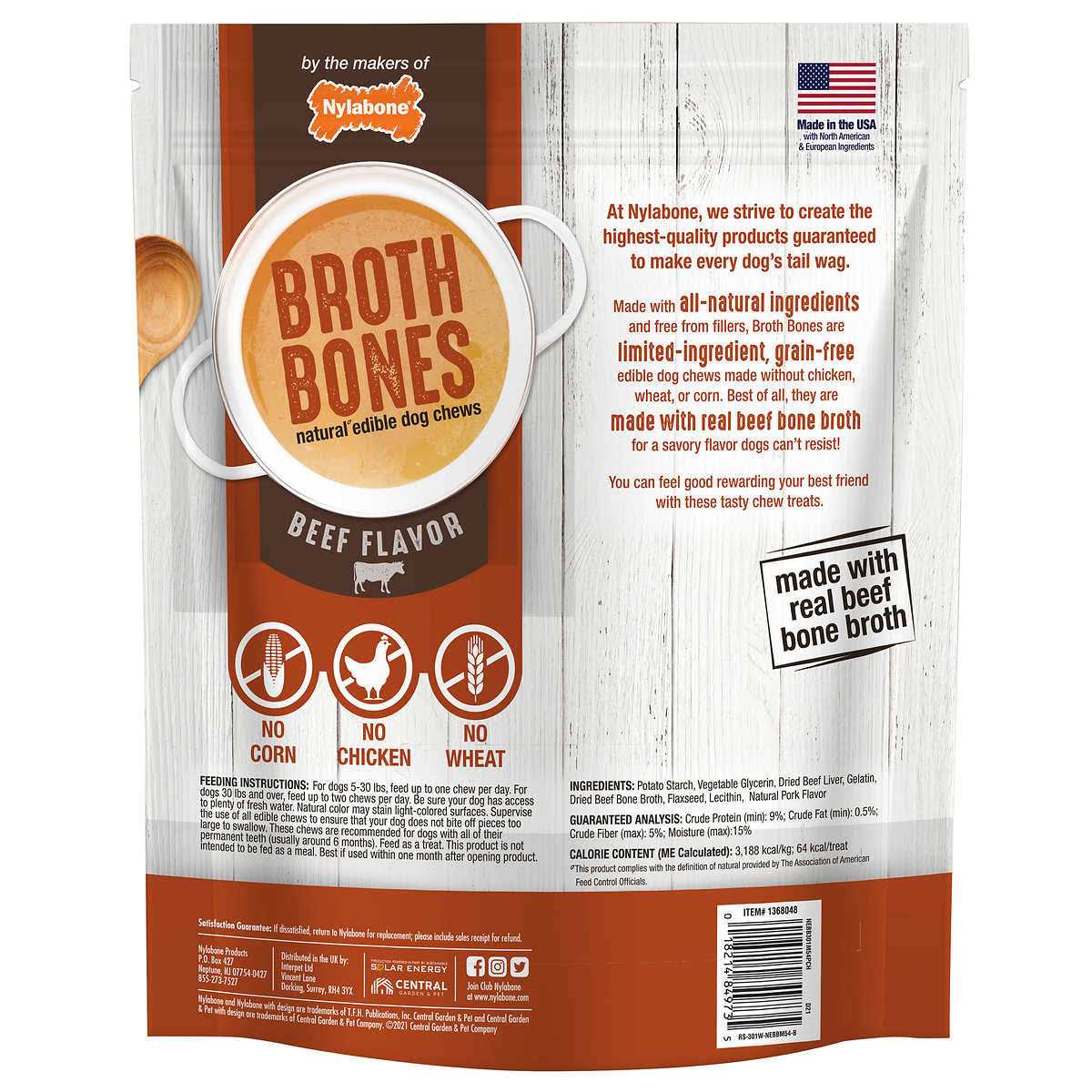 Nylabone Broth Bones Natural Edible Dog Chews - Pet Supplies online store
