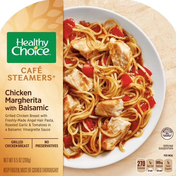 Healthy Choice Frozen Meals Variety Pack - Healthy Choice Sesame Chicken - Spicy Chicken General Tso's - Chicken Margherita with Balsamic - Kung Pao Chicken - Beef Merlot - 1 Box of Each, 5 Total