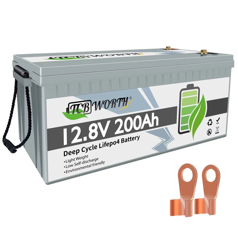 12.8V 200AH Lifepo4 Battery with Perfect BMS Support Series and Parallel for Trolling Motor Golf Cart Solar System RV Household Appliances Emergency Power Supply,etc.