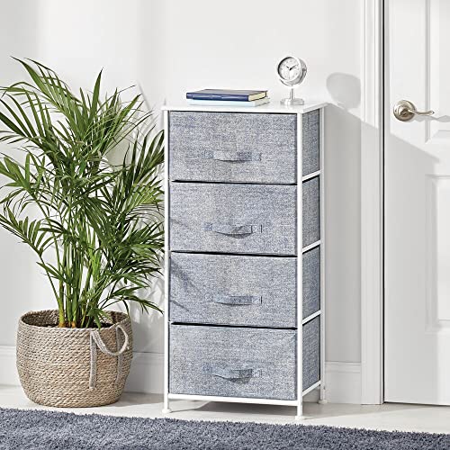 mDesign Tall Dresser Storage Tower Stand with 4 Removable Fabric Drawers - Steel Frame, Wood Top Organizer for Baby, Kid, and Teen Bedroom, Nursery, Playroom, or Dorm - Lido Collection - Navy Blue