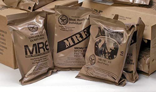 Ammo Can Man Military | MREs 2024 Inspection | RANDOM MENU(S) | Complete Nutritional Meals for Soldiers | Long Shelf Life | Meals-Ready-To-Eat | Diverse Menu Options | Made in USA (Single - Random)