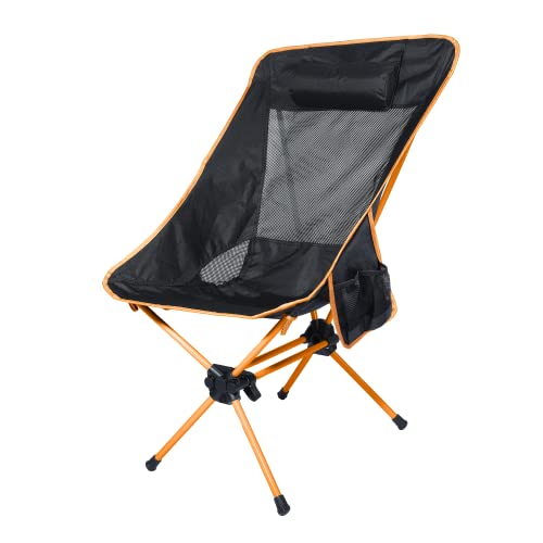 Ubon Compact Folding High Back Camping Chair Lightweight Portable Backpacking Chairs with 2 Side Pockets Black/Gray