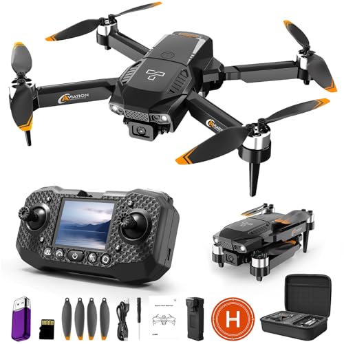 Screen Remote Control Drone With 1080P Camera Brushless Motor Drone With Storage Card RC Quadcopter 3Speed Switching Altitude Hold 360° Flip 3 Speed Switch For Adults 19 Mins Flight Wi-Fi Transmission