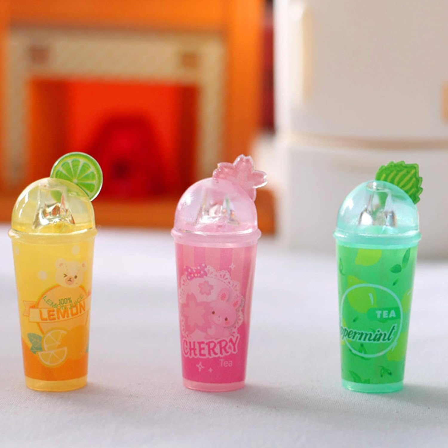 3Pcs Doll House 3D Cartoon Fruit Slice Miniature Drink Kids DIY Accessories Toy,Miniature Doll House Kitchen Cafe Furniture Accessories - A