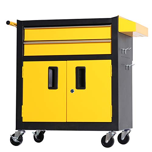 Tool Chest Heavy Duty Cart Steel Rolling Tool Box with Lockable Doors (TZ12 Black)