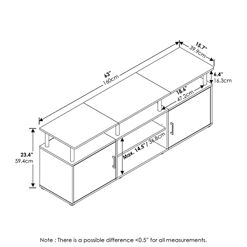 Furinno JAYA Large Entertainment Stand for TV Up to 55 Inch, French Oak Grey/Black