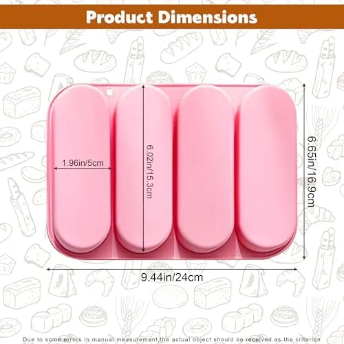 Hot Dog Bun Pan, Silicone Hotdog Bun Pan, Non-Stick Hot Dog Bun Mold 4 Cup Bread Forms Crispy Mini Baguette Sandwich Baking Tray for Hot Dog Bun Rolls$$Home Decor, Kitchen, & Other