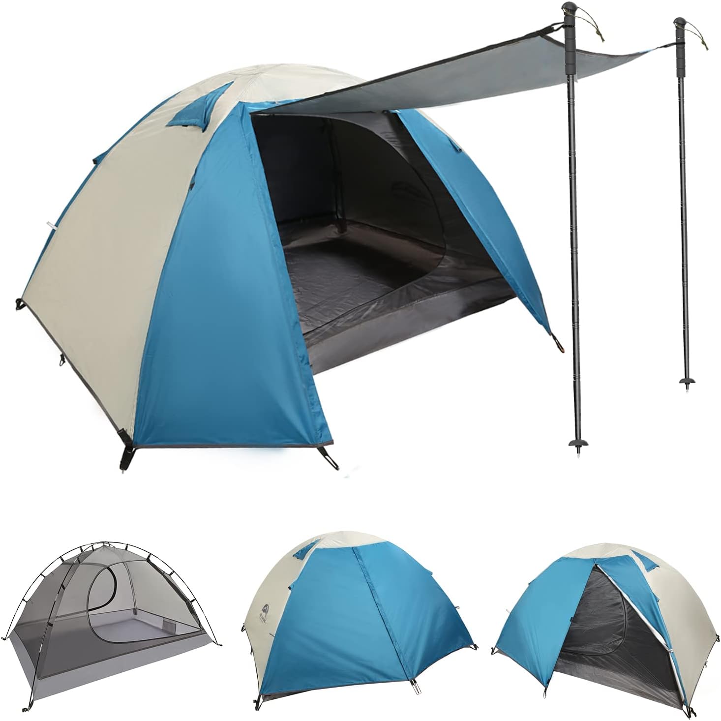 Lightweight Backpacking Tent,2 Person Ultralight Waterproof Double Layer Camping Tent Two Door Dome Camping Tent Easy Setup Tent for Family, Outdoor, Hiking and Mountaineering