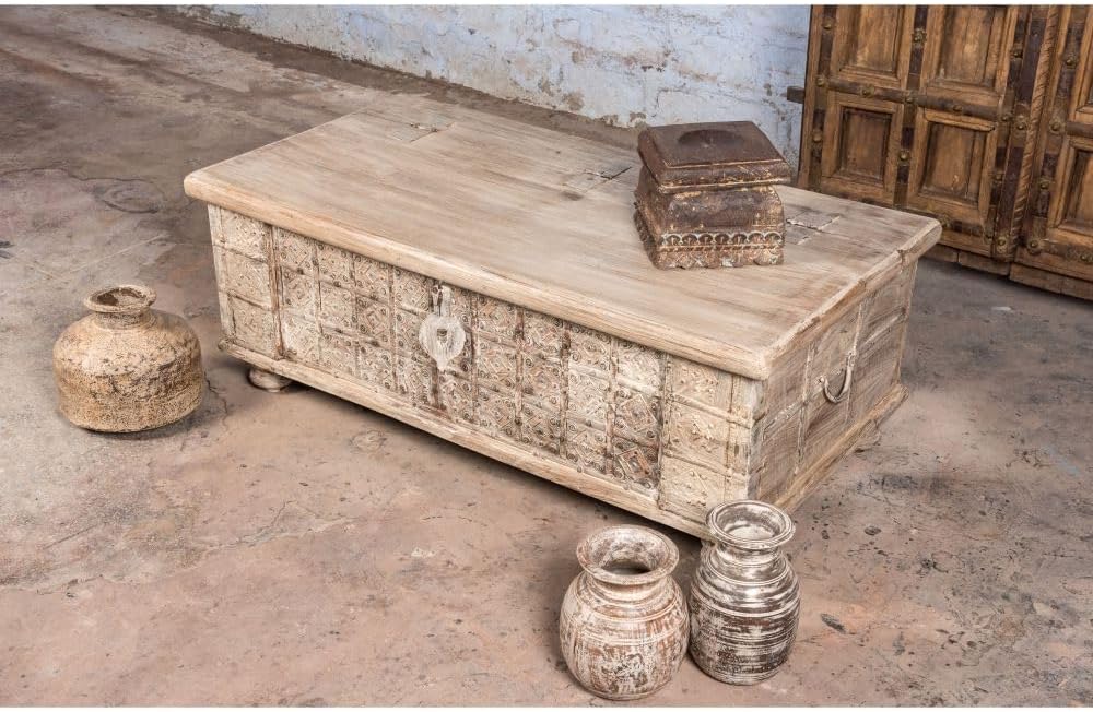 | Hand Carved Pitara Chest Coffee Table | Hand Carved Furniture | Living Room Furniture | Lifestyle Decor Furniture | Cabinet | Sideboard | Furniture |