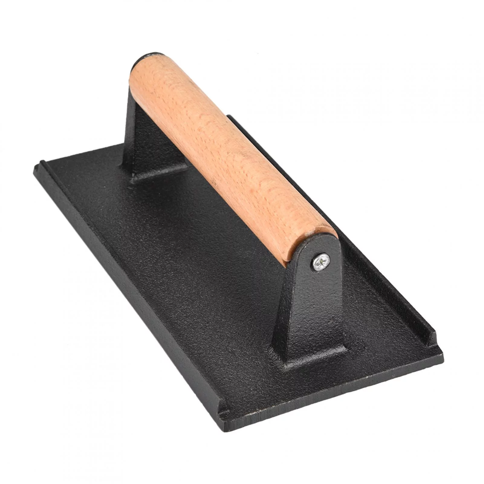 Nikou Steak Press - Commercial Cast Iron Steak Weight Wooden Handle Bacon Grill Hamburger Press cooks faster and does not curl