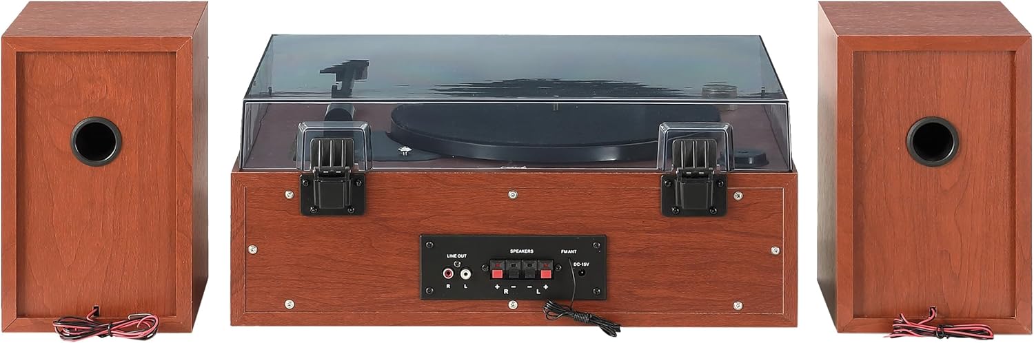 Crosley 1975T Turntable System with Bluetooth, CD, AM/FM and Included Speakers, Walnut
