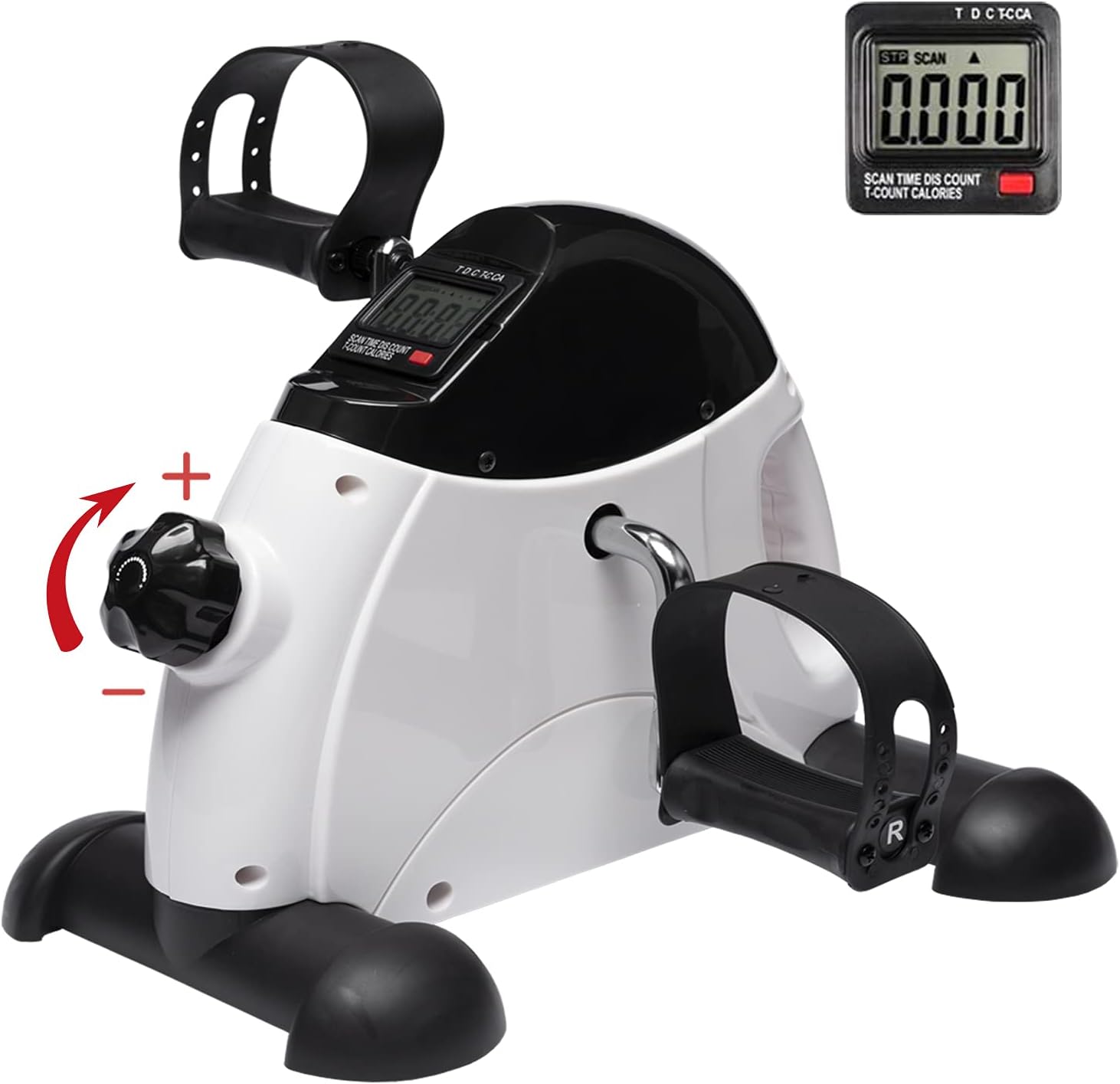 Mini Exercise Bike,Under Desk Bike Pedal Exerciser Foot Cycle Arm & Leg Pedal Exerciser with LCD Screen Displays Pack of 2