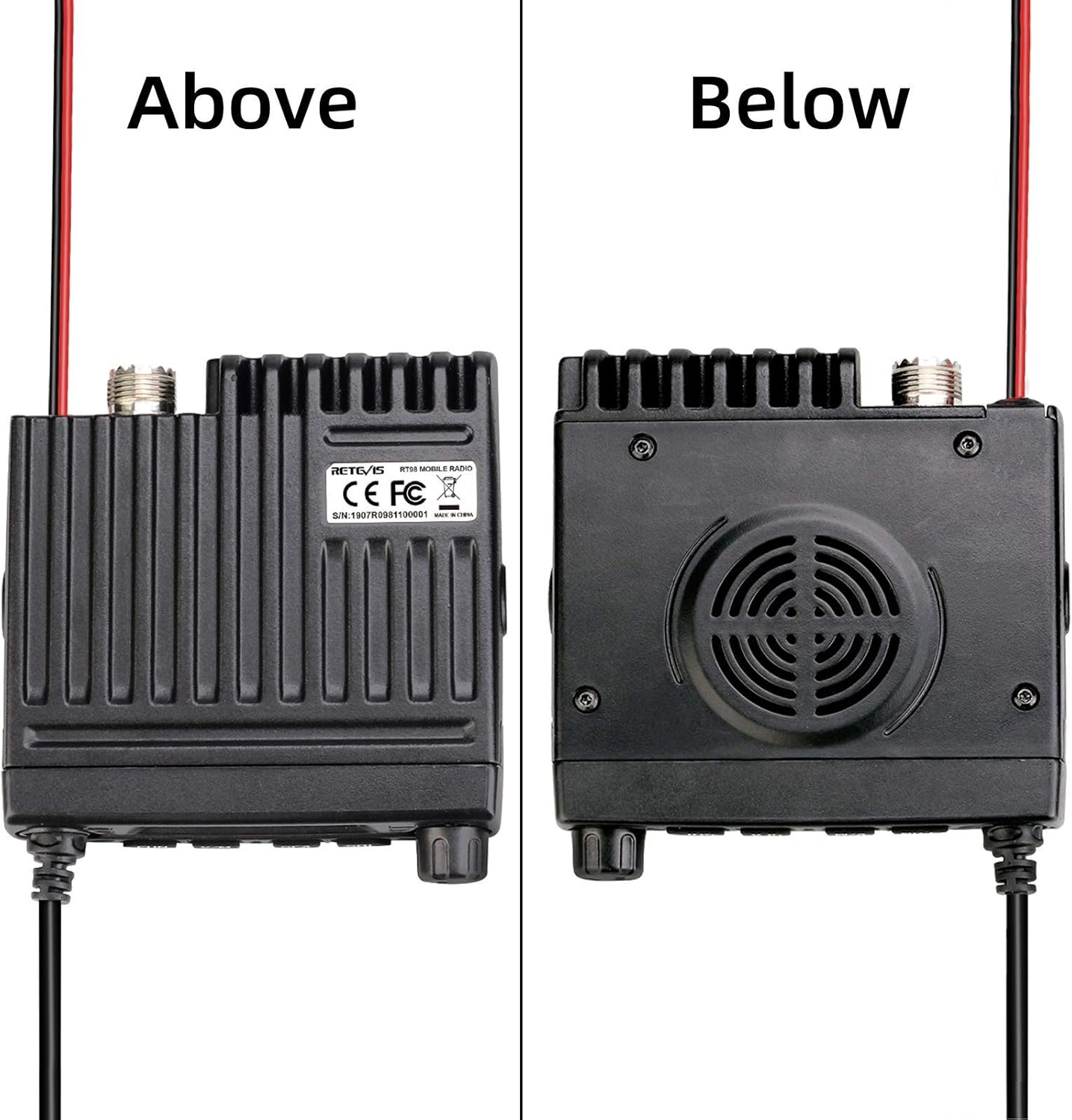 Retevis RT98 Mobile Radio Long Range Micro Mobile Transceiver LCD Display 199 Ch CTCSS DCS Lock Mobile Car Radio with Handheld Microphone(1 Pack)