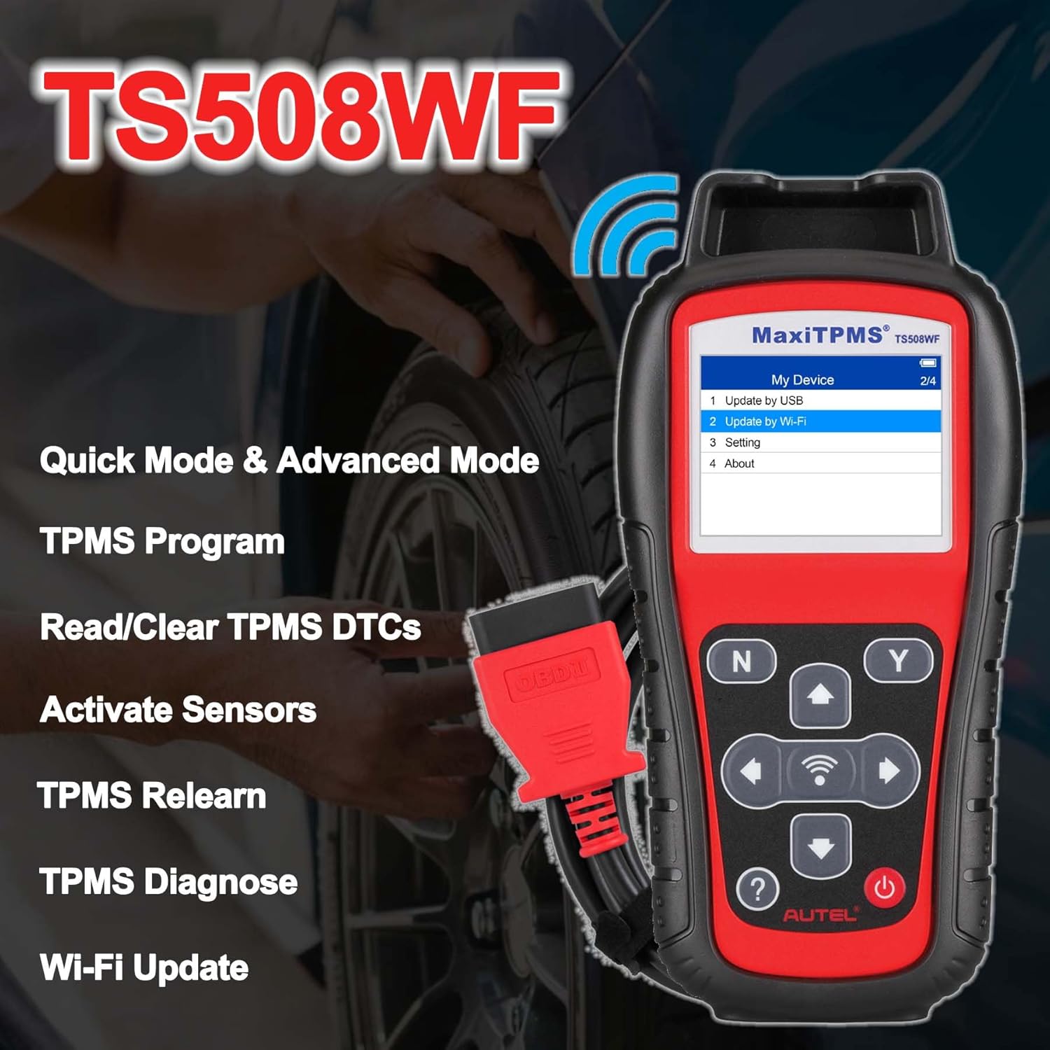 Autel TPMS Programming Tool TS508WF, TPMS Sensor Programmer, TPMS Relearn Tool, TPMS Reset Tool, Activate Read Copy Tire Sensor, Free Lifetime Update, Advanced TS408 TS501 TS508